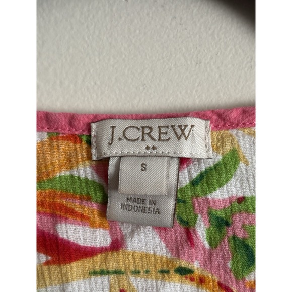 J Crew Tissue Tunic Tropical‎ Floral Vacation Cotton Pink Green Small 6 Beach - Picture 3 of 6